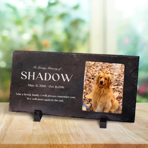 Miniatura 31 de Farfume Piedras conmemorativas personalizadas para mascotas con foto y texto Marcadores personalizados para tumbas para mascotas Lápidas