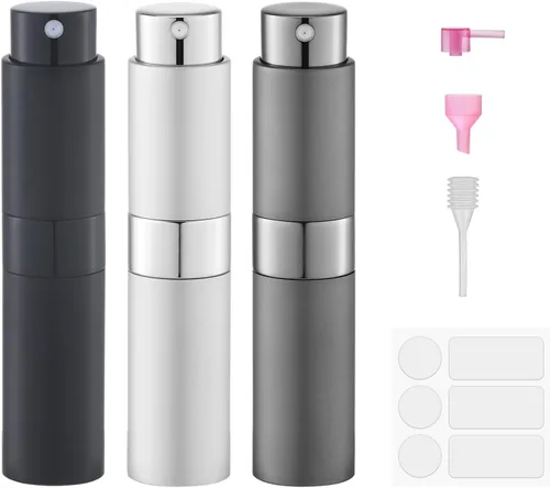 Miniatura 16 de Fusupak Atomizador de Perfume Botella de Viaje Recargable: Vaporizador de Colonia Portátil para Hombres - Mini Spray Vacío para Recarga - 8ml