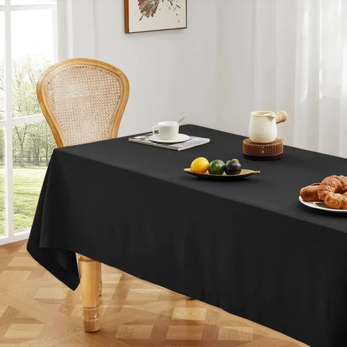 Miniatura 3 de ZeeMart - Mantel básico de lino texturizado, 52 x 52 pulgadas, color negro, estilo granja, mantel cuadrado resistente a las arrugas, lavable