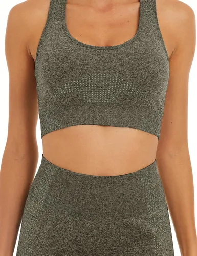Miniatura 7 de Toplook Conjunto deportivo de 2 piezas para mujer, sin costuras para yoga, entrenamiento, gimnasio pantalones cortos y brasier deportivo