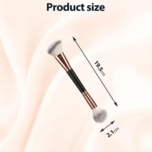 Miniatura 6 de 2 brochas de maquillaje de doble punta para contornear mezcla y bronceado, cepillo de base en ángulo y cepillo corrector Premium Luxe Hair para una