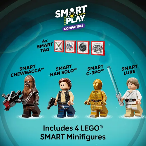 Miniatura 5 de LEGO Star Wars SMART Play: Millennium Falcon Starship Building Toy para niños, juego compatible con 4 etiquetas inteligentes y 4 minifiguras, regalo