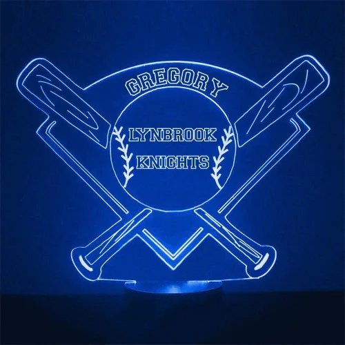 Lámparas de luz nocturna LED de diamante de béisbol de Mirror Magic Store, personalizadas con su nombre o texto, control remoto, 16 colores, 4 modos