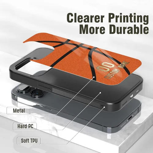 Miniatura 4 de Fundas de teléfono de baloncesto con nombre personalizado para iPhone 11 12 13 14 15 16 17 Pro Max Plus Mini Xr Xs SE, Samsung A03 A13 A53 A54 A73