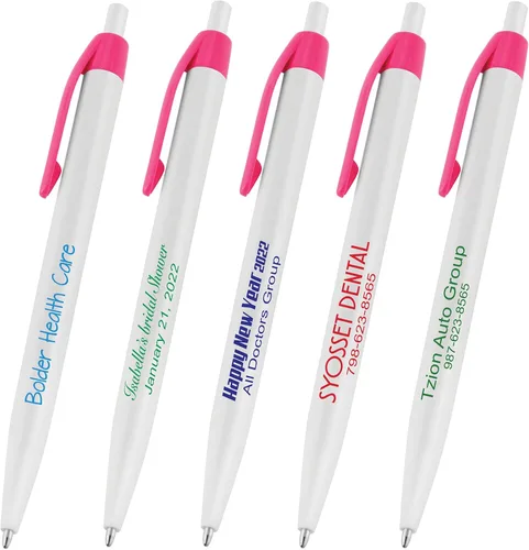 Miniatura 16 de (50 bolígrafos blancos) impresos en Estados Unidos, bolígrafo de tinta de escritura personalizado, impreso con tu logotipo y texto