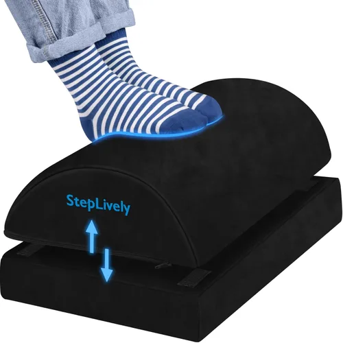 Miniatura 11 de StepLively Reposapiés para debajo del escritorio en el trabajo, cómodo taburete con 2 alturas ajustables, reposapiés con cubierta lavable, para Gris