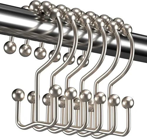 Miniatura 26 de Titanker Ganchos Anillos para Cortina de Ducha, Ganchos de Ducha de Metal de Doble Deslizamiento Resistentes al Óxido para Barras de Cortinas
