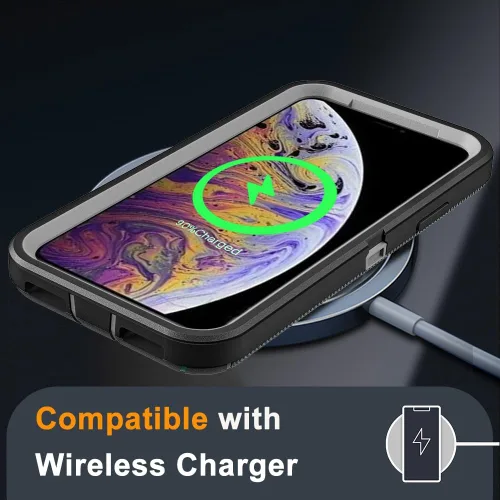 Miniatura 5 de Funda para iPhone X/iPhone Xs con 2 protectores de pantalla de vidrio templado, grado militar 3 en 1, resistente a prueba de golpes, a prueba