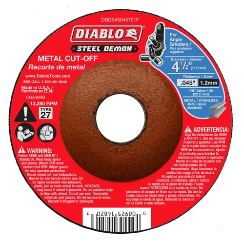 Miniatura 12 de Diablo Disco de corte de metal de diamante para metal, durabilidad extrema y larga vida útil, segmentado, 5 pulgadas de diámetro, eje de 7/8