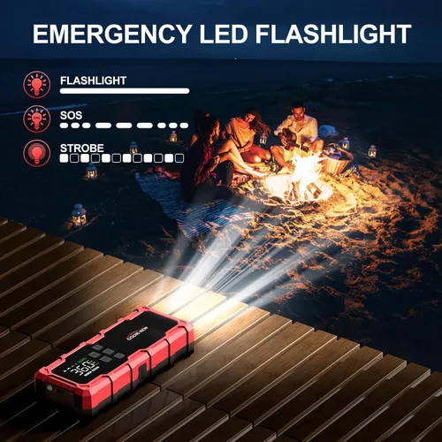 Miniatura 5 de Arrancador de 8000A con compresor de aire, 26800mAh 150PSI arrancador portátil de batería de automóvil (toda gasolina/16L diésel), 12V Supersafe