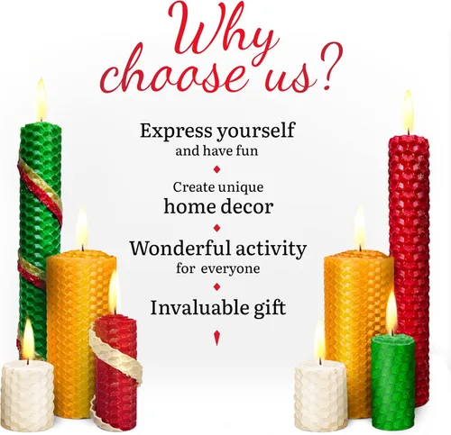 Miniatura 6 de Kit para enrollar velas navideñas - Kit de fabricación de velas de cera de abeja para niños y adultos (Navidad, Janucá, Kwanzaa) - Proyecto