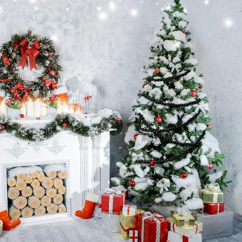 Miniatura 5 de Guirnalda Navideña de Cuentas de Madera, Guirnalda de Cuentas de Madera para Decoración de Árbol de Navidad para Regalos de Fiesta, 12 Pies (Negro)