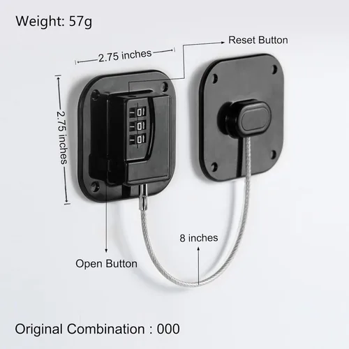 Miniatura 2 de Cerradura de refrigerador, cerradura de nevera resistente, cerradura de combinación para armarios de refrigerador, cajones, seguridad, fácil