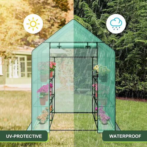 Miniatura 4 de Nova Microdermabrasion Invernadero de paso para exteriores, 57 x 57 x 77 pulgadas, invernadero portátil con cubierta de PE con anclajes y cuerdas