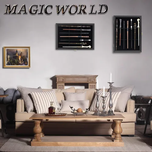 Miniatura 4 de Vitrina para 7 Varitas Universal Soporte de Varita Mágica de Mago Montaje de Pared con Cerradura de Madera Magiquest Varita Soporte Vertical