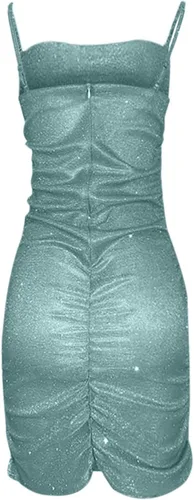 Miniatura 4 de Vestido de lentejuelas con purpurina para mujer, con tirantes delgados, vestido de fiesta brillante, sin mangas, bodyocn, minivestidos para discoteca