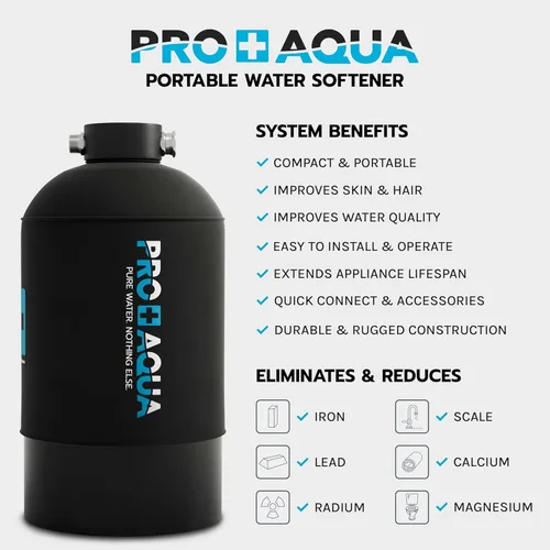 Miniatura 4 de PRO+AQUA Suavizante de agua portátil de 16,000 granos para RV, remolques, barcos, lavado de autos móvil, lavado a presión, protege los sistemas