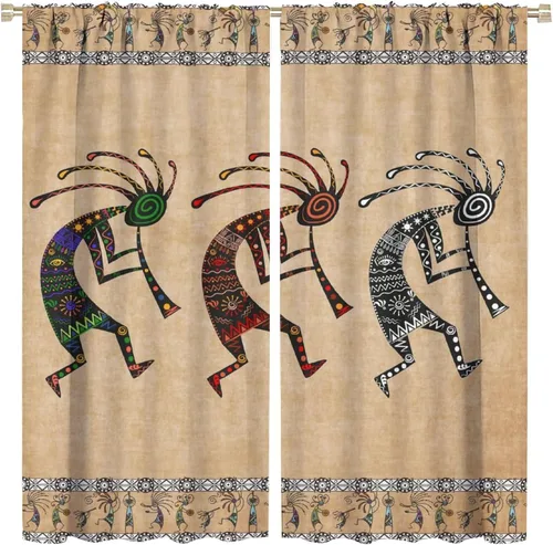 Miniatura 13 de Kokopelli - Cortinas opacas para cocina, decoración de sala de estar, dormitorio, 21 x 45 pulgadas, 2 paneles