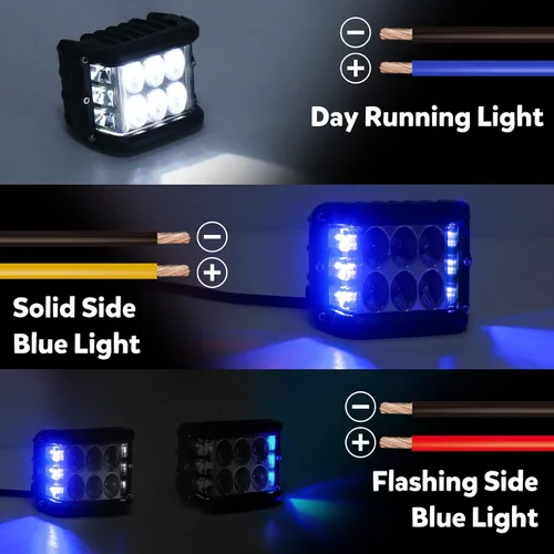 Miniatura 2 de Luces LED de Cápsula de Disparo Lateral, Luces Todo Terreno de 4 Pulgadas con Luz Estroboscópica de Emergencia Azul de Doble Lado Compatible