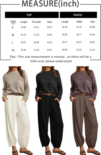 Miniatura 5 de LILLUSORY Conjunto de 2 piezas para mujer, conjunto de suéter y pantalones de gran tamaño para otoño 2023