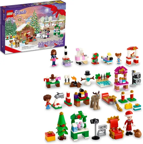 LEGO Friends - Calendario de Adviento 2022 41706 - Juego de juguetes de construcción; 24 regalos y juguetes navideños, incluyendo el trineo de