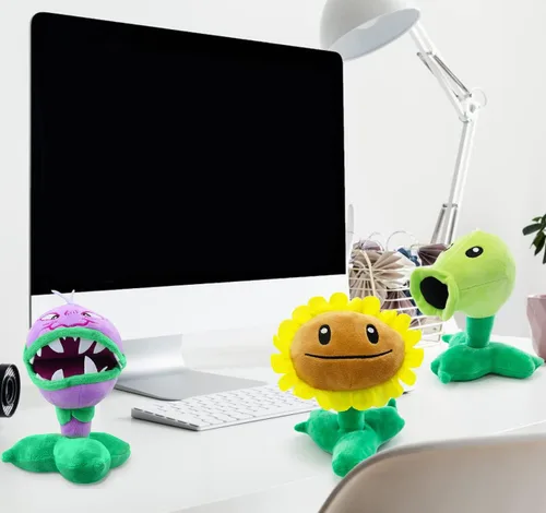 Miniatura 6 de Maikerry Juguete de peluche de 3 piezas de plantas y zombies vs peluche, figura de PVZ de 8 pulgadas de alto para niños, gran regalo para niños
