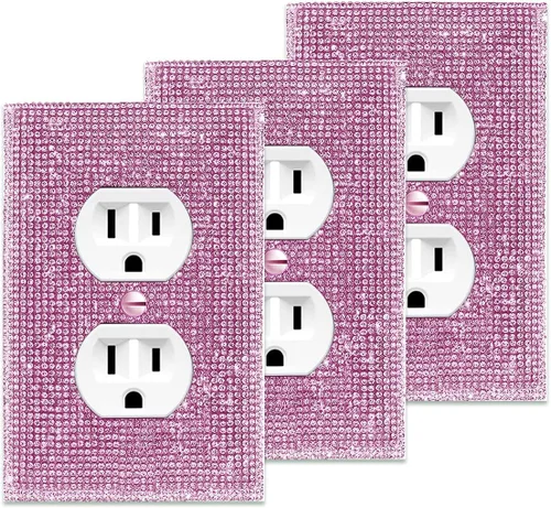 Miniatura 15 de 1 funda para interruptor de luz brillante – Cubierta de placa de interruptor con purpurina dorada con diamantes de imitación 2.2 lbs-2-Oro