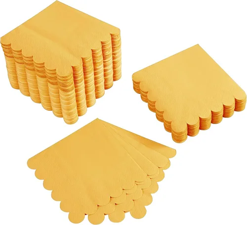 Miniatura 14 de 100 paquete de servilletas de cóctel de 2 capas con borde festoneado, servilletas de postre plegadas de 5 x 5 pulgadas, servilletas desechables