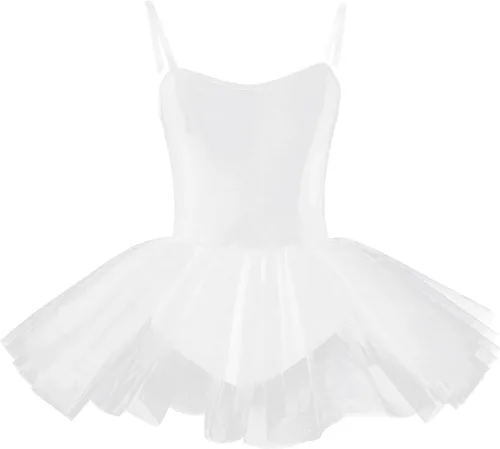 YEAHDOR Vestido de ballet con volantes para mujer, leotardo de lago cisne negro, falda tutú, disfraz de actuación en escenario