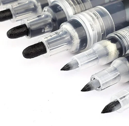 Miniatura 6 de ArtShip Design 10 rotuladores de pintura acrílica negros, paquete doble de marcadores de pintura de punta extra fina y media, para pintura en roca