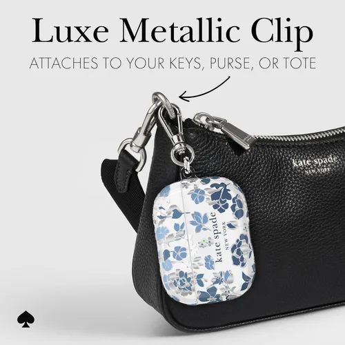 Miniatura 6 de Kate Spade New York Estuche Protector para AirPods Pro con Anillo para Llavero - Flowerbed Blue, Compatible con AirPods Pro de 2ª / 1ª