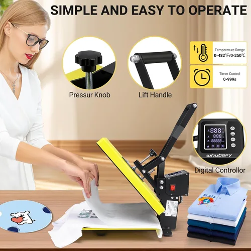 Miniatura 6 de AKEYDIY Prensa de calor, máquina de prensa de calor deslizante de 15 x 15 pulgadas para camisetas, máquina digital de transferencia de calor