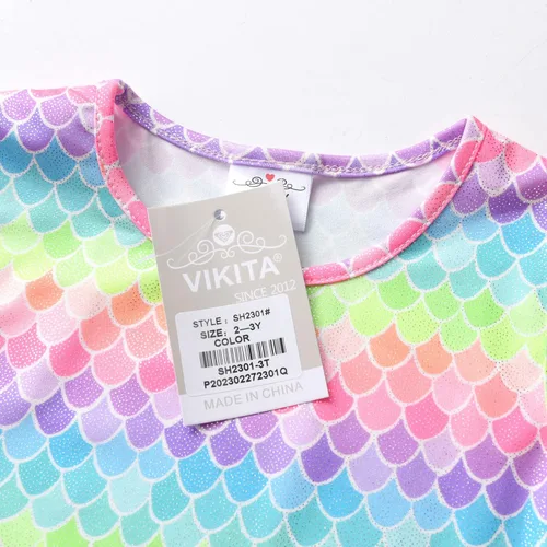 Miniatura 5 de VIKITA Vestidos de verano para niñas pequeñas, ropa de manga corta, vestidos de tutú de fiesta para niñas pequeñas, 2-8 años