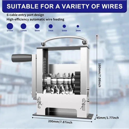 Miniatura 2 de Máquina peladora de cables 2 en 1 con juegos de cuchillas de repuesto, herramienta manual y de taladro con 6 canales y 5 cuchillas para alambre