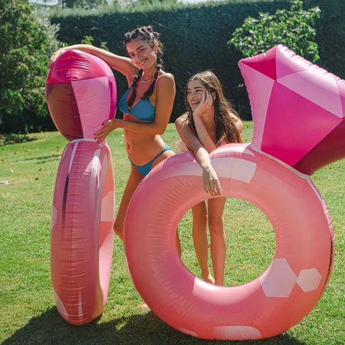 Float Joy Flotadores de piscina para adultos, anillo inflable de diamantes, para despedida de soltera, regalos de novia, flotador de piscina rosa