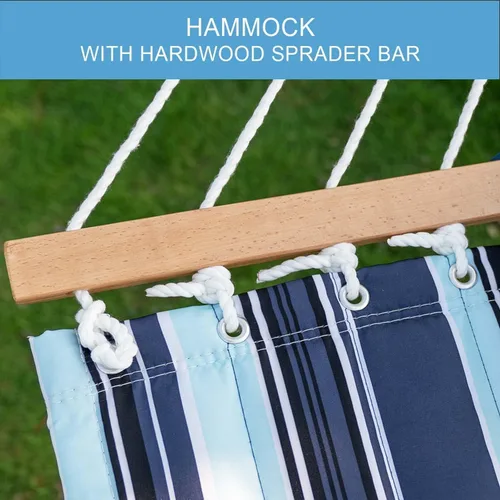 Miniatura 5 de Lazy Daze Hammocks - Hamaca doble de tela acolchada de 12 pies con barras de suspensión y almohada desmontable, capacidad de carga de 450 libras