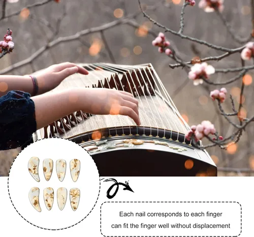 Miniatura 4 de Mikinona Guzheng, 8 unidades, protectores de dedos ligeros, para práctica, uñas postizas para principiantes Guzheng, accesorios cómodos y duraderos
