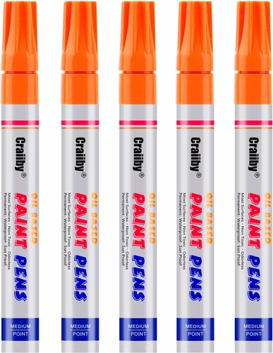 Miniatura 8 de Marcadores de pintura blanca, paquete de 5 rotuladores de pintura a base de aceite, impermeables, de secado rápido y permanente, para pintura