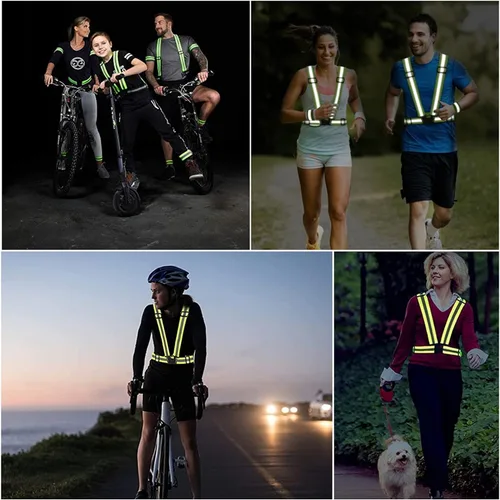 Miniatura 7 de Reflective Running Gear Reflective Vest & Reflective Armband & Reflective Belt 3 Pcs Set, High Visibility Reflective Gear Night Cycling Walking
