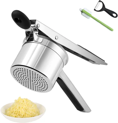 Ricer de patatas de acero inoxidable, triturador de patatas grande de 15oz, herramienta de cocina ricer resistente para puré de patatas perfecto,