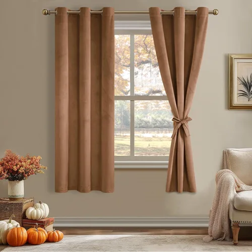 Miniatura 109 de JIUZHEN - Cortinas de terciopelo gris de 63 pulgadas opacas para sala de estar - Cortinas gruesas de terciopelo con ojales para ventana