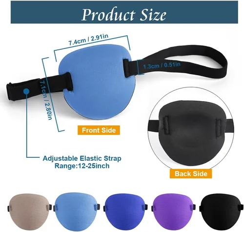 Miniatura 2 de Abnaok 5 parches para los ojos, parches súper suaves, parche médico ajustable para adultos y niños, parches para ojos perezosos para ambliopía