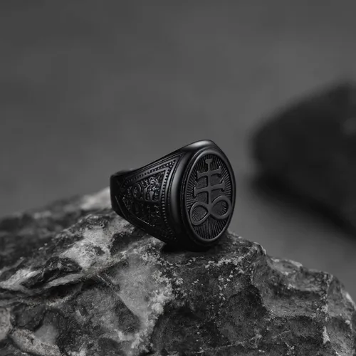 Miniatura 8 de FaithHeart Satanic Jewelry Baphomet - Anillos de cabra con sello de símbolo de Lucifer Satanás, para hombres y mujeres, tamaño 7891011121314