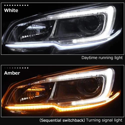 Miniatura 2 de Tira de luz LED ámbar blanca, 2 unidades, 23 pulgadas, 114 unidades, chip LED, doble color, impermeable, para automóvil, flexible, diurna, tira