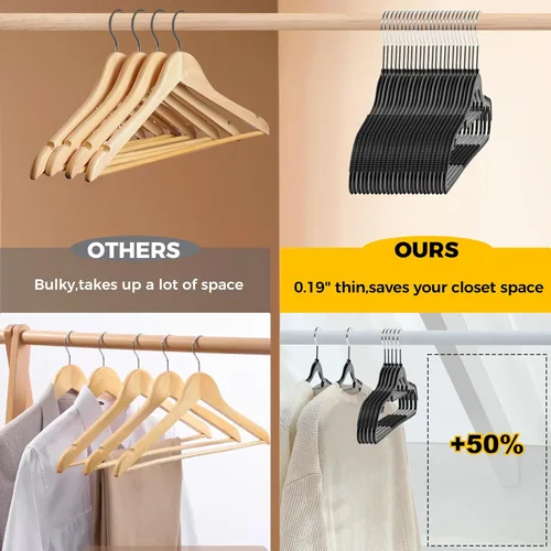 Miniatura 4 de Perchas de ropa de calidad, paquete de 50 unidades, perchas de plástico sin terciopelo para ropa, juego de perchas resistentes para abrigos, perchas