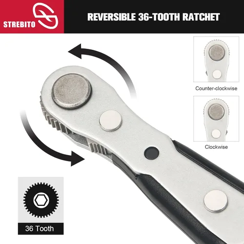 Miniatura 4 de STREBITO Mini juego de trinquete, 22 piezas destornillador de trinquete de ángulo recto de 1/4, llave de trinquete pequeña de 36 dientes para 22 en 1