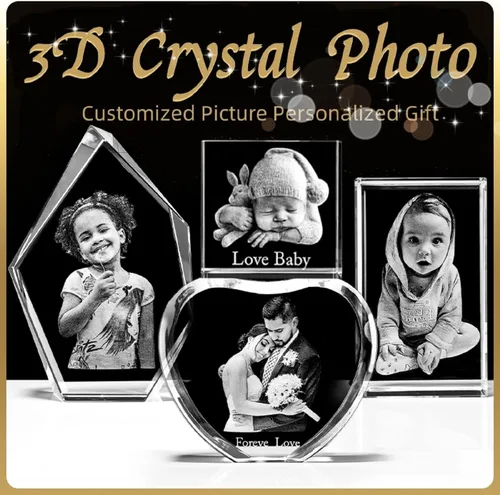 Foto de cristal 3D personalizada, regalo romántico para hombres y mujeres, marcos de fotos de cristal grabados personalizados, regalos para el día