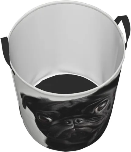 Miniatura 3 de Cute Black Pug Dog print Circular Hamper Waterproof Storage Bin Organizer Basket Laundry Hamper With Handles For Clothes Toys Small