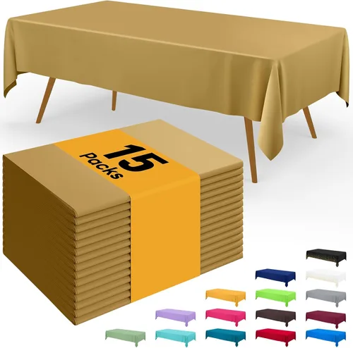 Miniatura 102 de Smiry - Juego de 6 manteles desechables, 54 x 78 pulgadas, manteles impermeables rectangulares para fiestas, cubierta de mesa de plástico