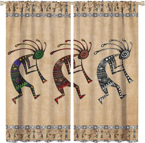 Miniatura 33 de Kokopelli - Cortinas opacas para cocina, decoración de sala de estar, dormitorio, 21 x 45 pulgadas, 2 paneles